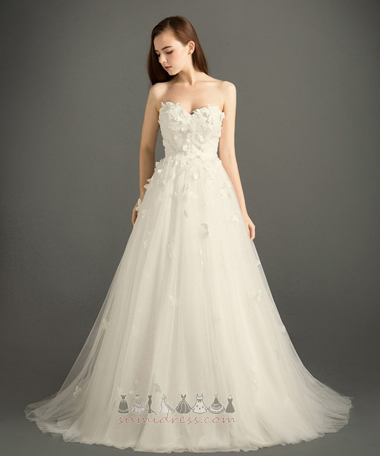 Zipper Elegant Accented Bow Tulle Floor Length Summer Wedding Dress