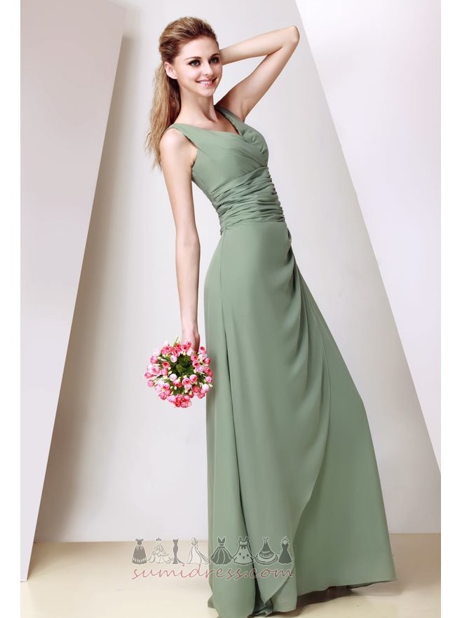 Zipper Floor Length Fall Pleated A-Line Chiffon Bridesmaid Dress