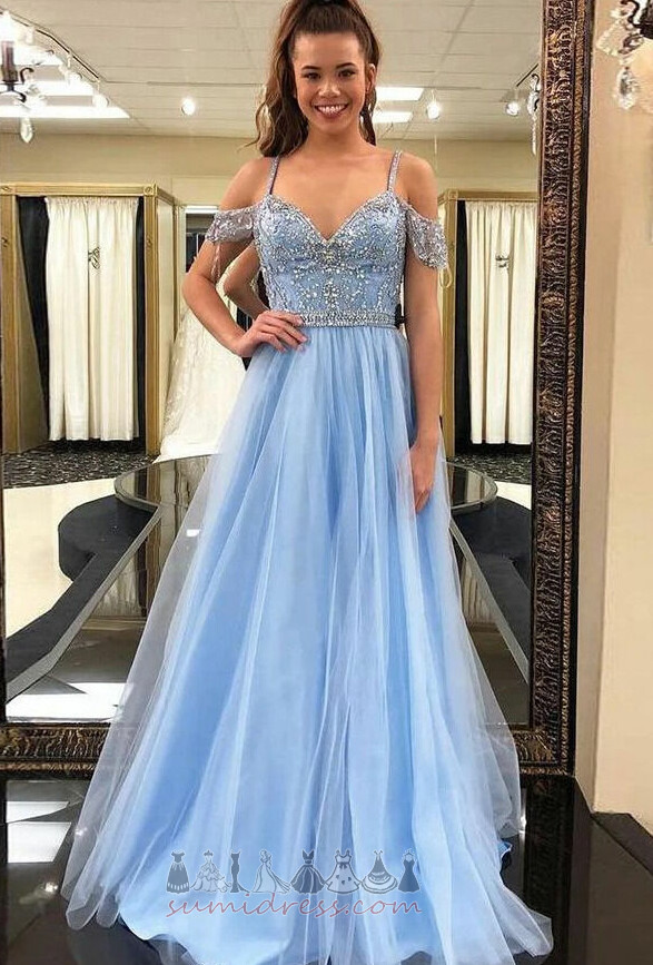 Zipper Jewel Bodice Applique Sleeveless banquet A-Line Prom Dress