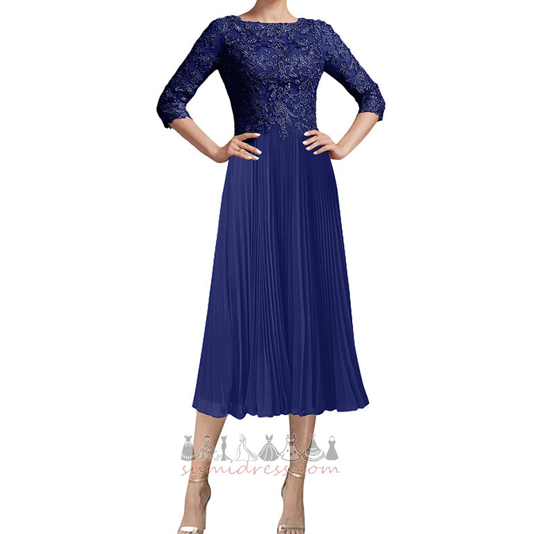 Zipper Up A-Line Sale Natural Waist Inverted Triangle Tea Length The mother of the bride Dress