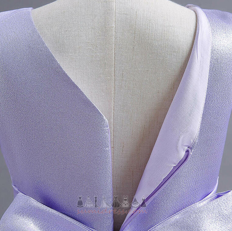 Zipper Up Accented Bow Sale A-Line Formal Jewel Flower Girl Dress