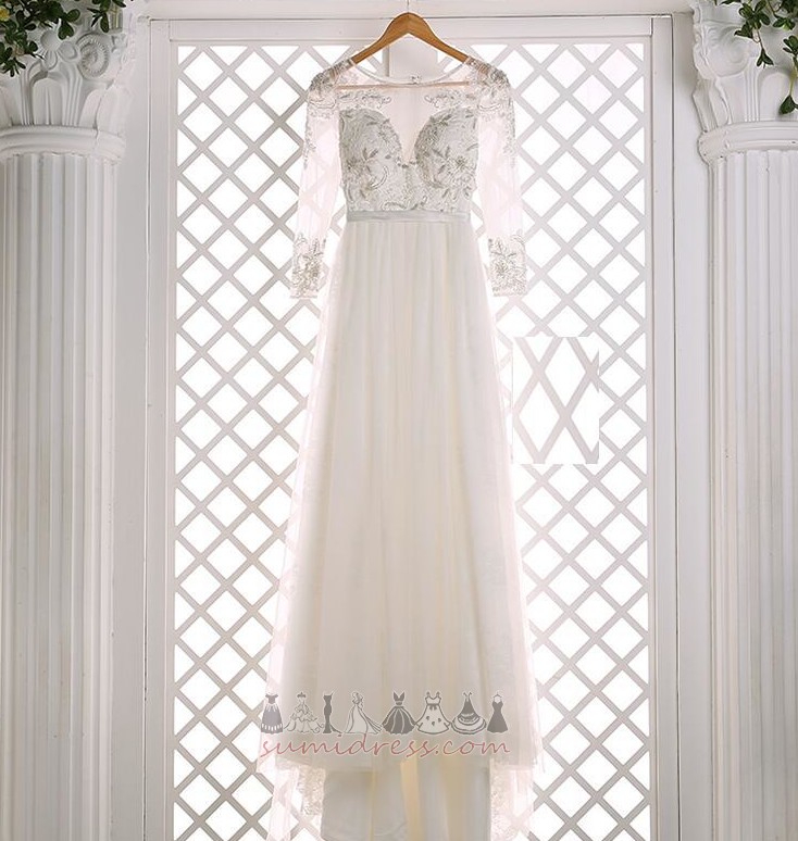 Zipper Up Elegant Fall Multi Layer Natural Waist A-Line Wedding Dress
