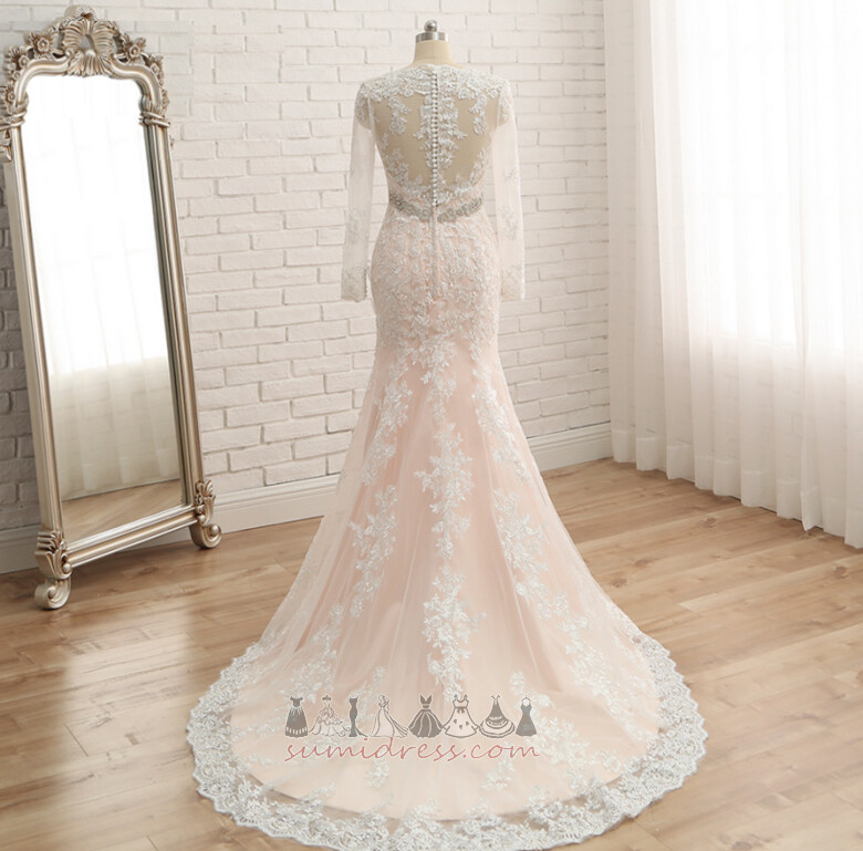 Zipper Up Empire Floor Length Beaded Belt Vintage Natural Waist Wedding Dress