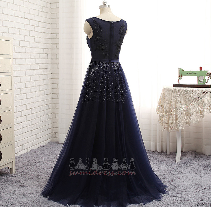 Zipper Up Inverted Triangle Bateau Beading Natural Waist Spring Mother Dress