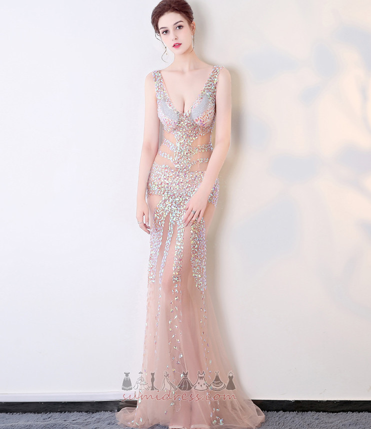 Zipper Up Jewel Bodice Pear Beading Starry Elegant Prom Dress