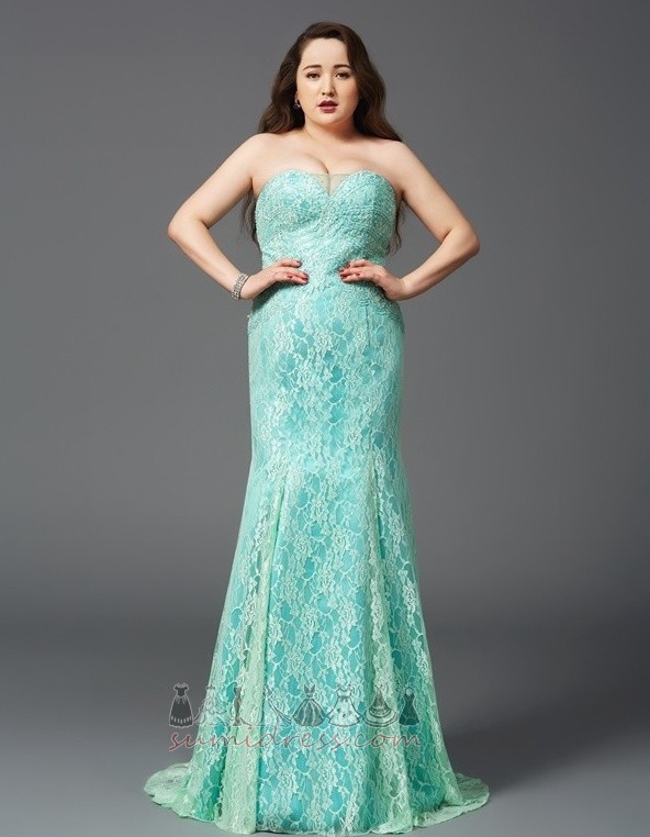 Zipper Up Lace Sweep Train Inverted Triangle Sleeveless Mermaid Evening Dress