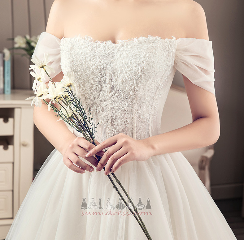 Zipper Up Long Medium Applique Elegant Tulle Wedding Dress