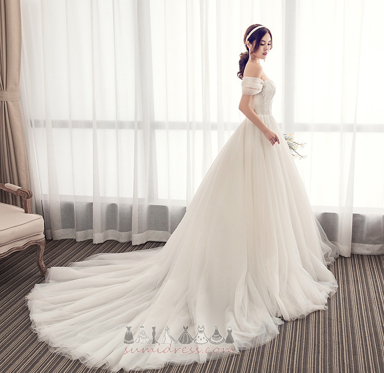 Zipper Up Long Medium Applique Elegant Tulle Wedding Dress