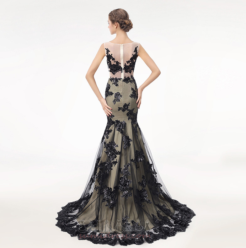 Zipper Up Mermaid Natural Waist Long Applique Lace Prom Dress