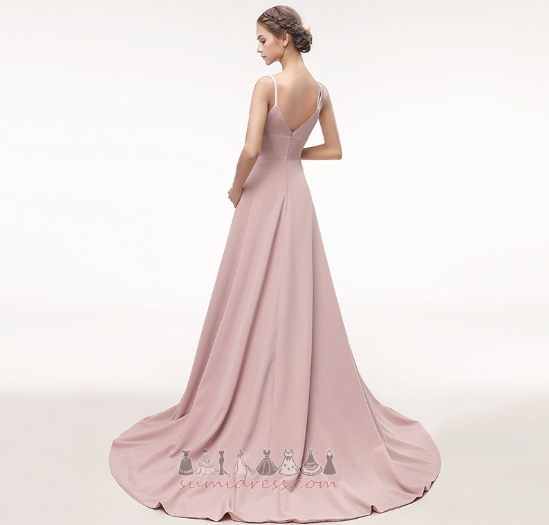 Zipper Up Natural Waist Front Slit Simple Split Front A-Line Prom Dress