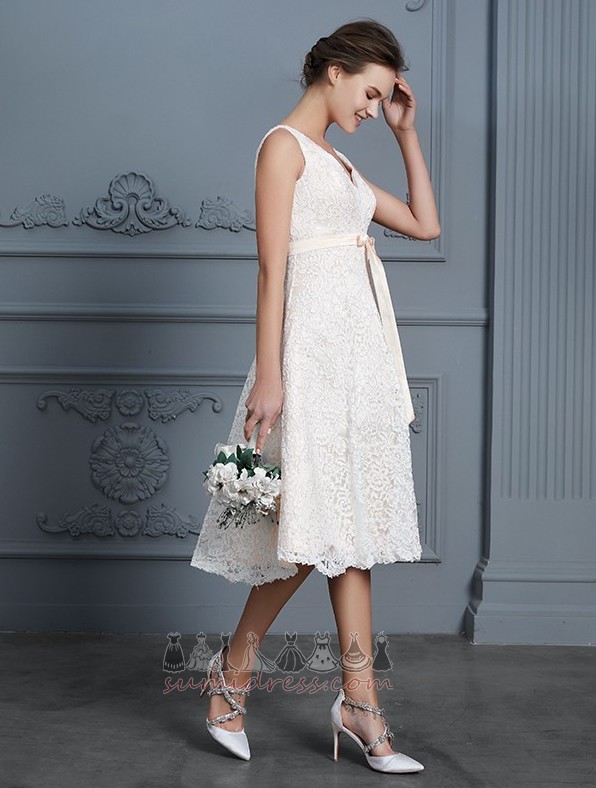 Zipper Up Outdoor V-Neck Glamorous Natural Waist A-Line Wedding Dress