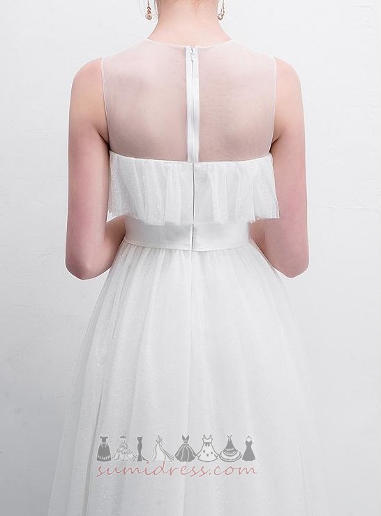 Zipper Up Simple Tulle Sleeveless Jewel A-Line Evening Dress