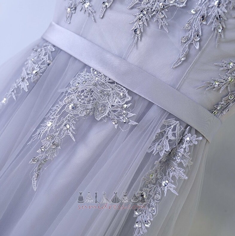 Zipper Up Sleeveless Tulle V-Neck Floor Length A-Line Bridesmaid Dress