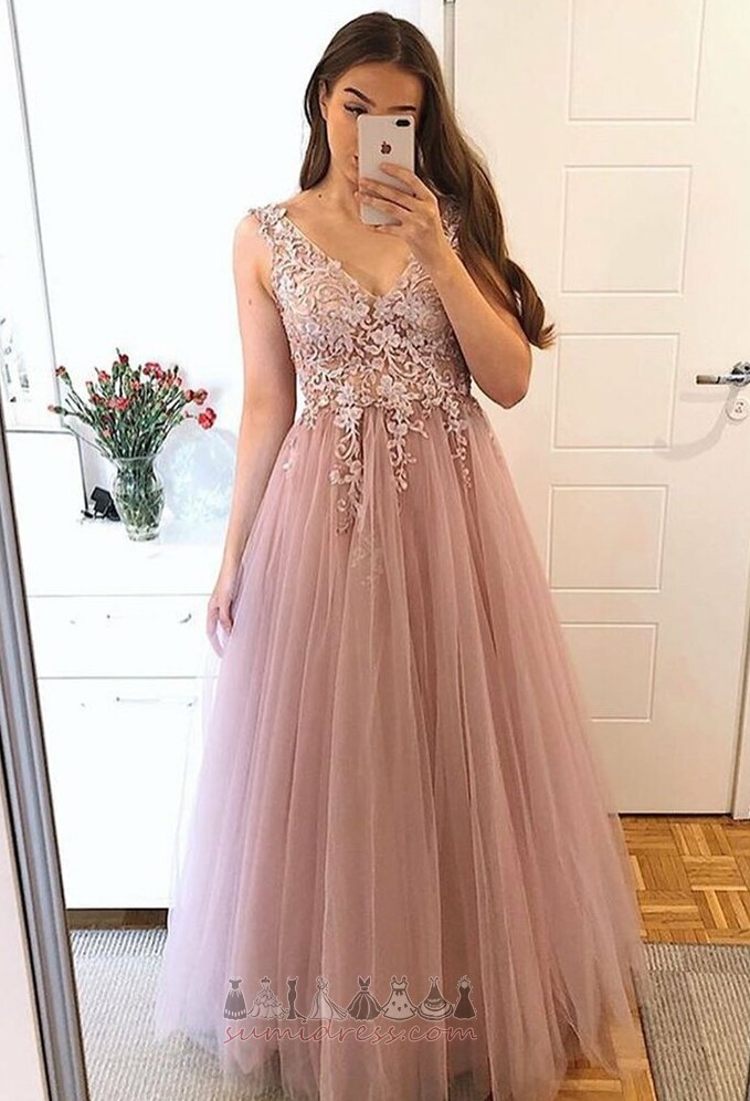 Zipper Up Tulle Inverted Triangle Party Beading Elegant Evening Dress