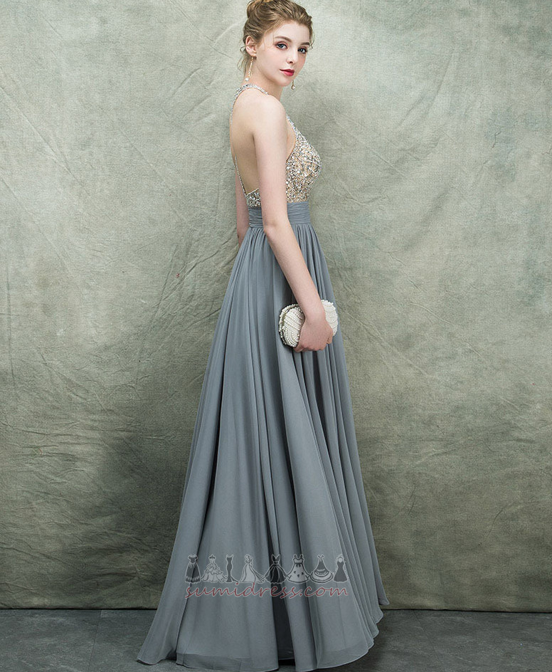 Звездното Линия Бижу ударения елече Кристал V-образно деколте Шифон Абитуриентски рокля